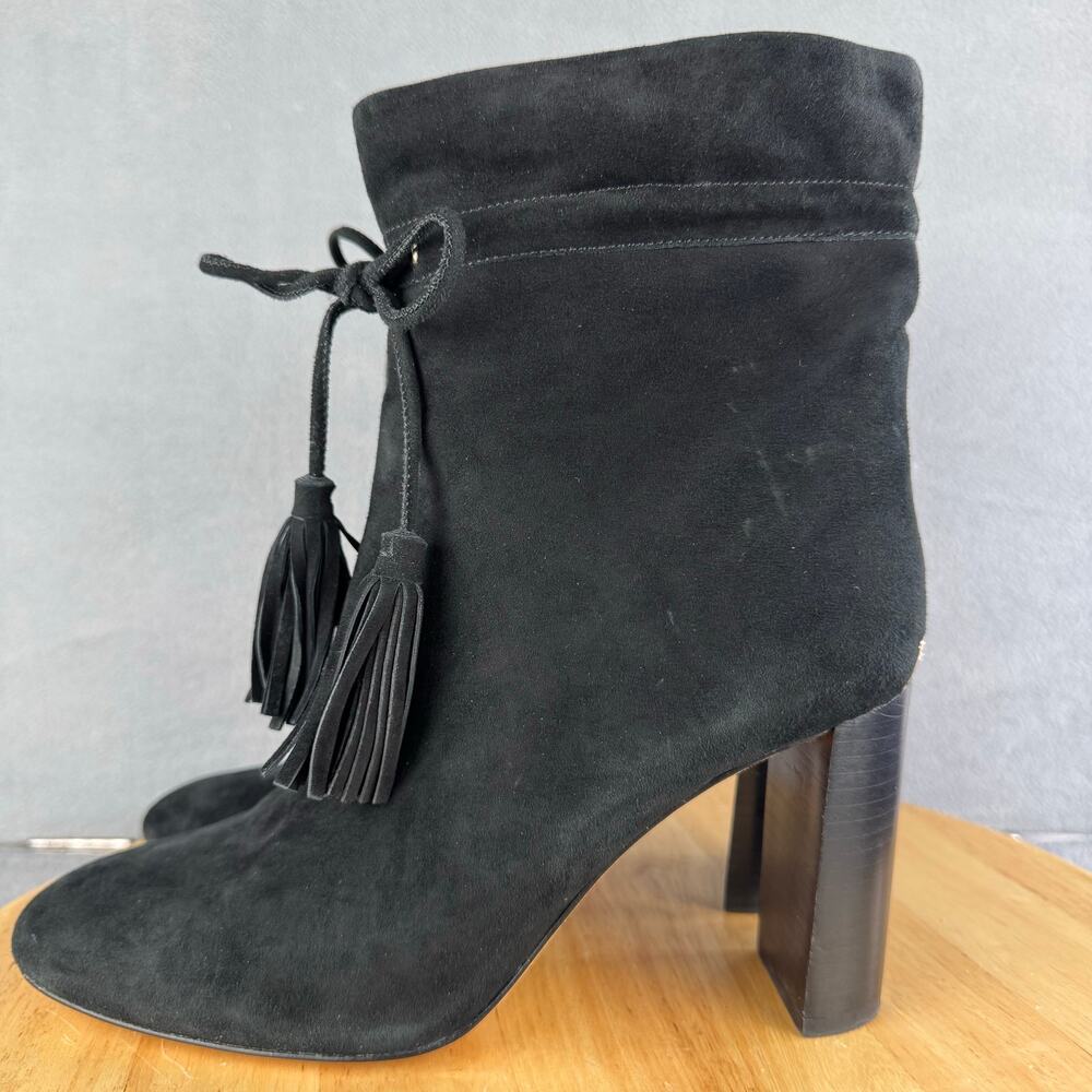 Kate Spade Hillie Black Suede Block Heel Ankle Bootie Women’s Size 10M US